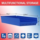 Heavy Duty Plastic Shelf Bins 6-pack 24 x11 x4   Blue For Garage  Closet  Drawer