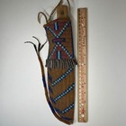 Antique Plains Indian Beaded Knife Sheath With Knife 12  Geometric Design