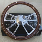 14  Billet 4 Spoke Steering Wheel Mahogany Wood Aluminum Rivets W  Horn