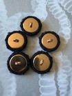 Set Of 5 Chanel Black Felt And Gold Cc Buttons Vintage 20mm