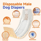 Disposable Male Dog Wraps  Male Dog Diapers Disposable With Wetness Indicator 