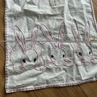 Vintage Handmade Bunny Rabbit Embroidered Baby Bib White Pink
