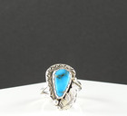 Vintage Navajo Style Turquoise Stone Ring 925 Sterling Silver Southwestern 8