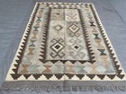 3x4 Elegant Afghan Chobi Kilim Rug     Soft Beige Brown Gray Diamond Pattern