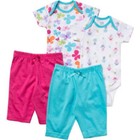 New Gerber Layette Set Combo Girls Baby Bodysuits Pants Cotton 2 Pack 4 Pieces