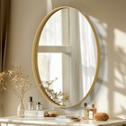 Gold Oval Bathroom Mirror Brushed Brass Framed Wall Mounted Mirrors For Vanity