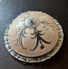 Vintage Art Deco Frosted Pink And Crystal Glass Ceiling Fixture Light Shade 12 
