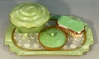 Vintage Green Celluoid Art Deco Vanity 4 Pc Set Hollywood Glam Dresser Set Look 