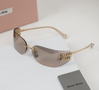 Miu Miu Mu A51s 5ak20p Rectangle Sunglasses In Gold brown Lens   Full Packaging 