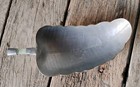 Chinese Antique 1890-1910 Pewter Etched Leaf Form Dish With Inset Jade Handle