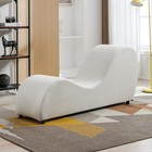 Zafly Velvet Yoga Chair For Adults-ergonomic Curved Chaise Lounge Chair  Beige