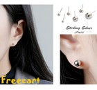 S925 Sterling Silver Round Ball Stud Earrings High Polished Butterfly Post Backs