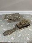 Vintage Silver Plated Hair Brush Ornate Vanity Set W  Clothing Brush