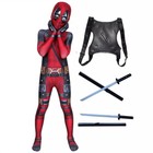 Boys Red Superhero Outfit  Kids Halloween Cosplay Jumpsuit   Bodysuit