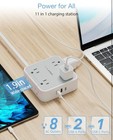 Flat Extension Cord Flat Plug Power Strip  8 Ac Outlets 3 Usb Charger 5 Ft Cord