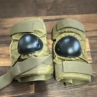 Tactical Adjustable Padded Knee Pads Beige Black Size M Nylon Plastic Set Of 2