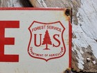 Vintage Us Forest Service Fire Porcelain Sign Old National Park Smokey Ranger