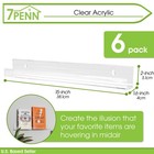 7penn Floating Book Display Shelves - 6pk 15in Clear Acrylic Shelves For Wall
