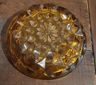 Vintage Anchor Hocking Glass Ashtray Amber Fairfield Starburst Design Heavy 6   
