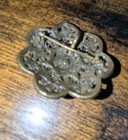 Vintage Flower Cluster Brooch Green Stones Gold Floral Fashion Jewelry