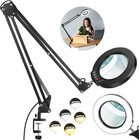 8x Large Magnifying Glass With Light And Stand  2 X 16 Inch Swivel Arm Led Desk