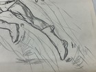 Original Vintage Superhero Pencil Drawing Mid Century Speedster-10 5   x7   