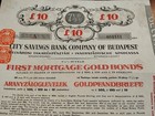 Hungary 1927 City Bank Budapest 10 Pounds Gold Bond Mortgage Stock Certifi Share