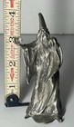 Pewter Wizard Figurine Vintage 4  Tall Holding Crystall Ball   Pewter Ball