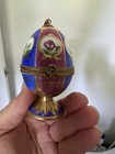 Limoges France Peint Main Hand Painted Egg Trinket Box W  Mini Perfume Bottle