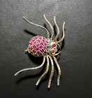 New Sterling 925 Natural Ruby Cluster Long Leg Spider Brooch Gothic Jewelry Pin