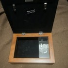 Wood Jewelry Box Brown black Lined Interior Photo Frame Lid Rectangular Gift