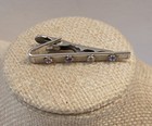 Vintage Jewelmont Sterling Silver Multi Gemstone Tie Bar Clip
