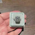 Real Moissanite 2ct Cushioncut  Halo Women Engagement Ring 14k White Gold Plated