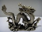 Old Chinese Handwork Copper Carved Luck Dragon Statues