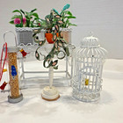 Dollhouse Miniature White Wire Wicker Look Garden Planter Birdcage Plants Feeder