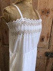 Antique French Pretty 1930 Drop Waisted White Cotton Embroidery Chemise  Sz M