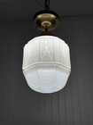 Restored Antique Vtg Art Deco Ceiling Light Skyscraper Schoolhouse White   Clear