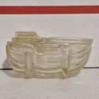 Vintage Pressed Glass Seed Bird Cage Feeder Water Bowl Clear Yellowish