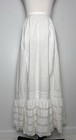 Vintage 70s White Cotton Lace Maxi Skirt Pintuck Prairie Edwardian Revival 24   