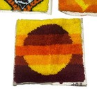Vintage Latch Hook Rug Squares Lot 3 Orange Yellow Geometric Wall Art Panels