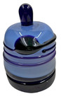 Art Glass Perfume Bottle Light Blue Hand Blown Glass With Dark Blue Swirls 3 5 