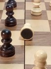 Wooden Chess Set Folding Board With Storage Case  Brown beige Pieces  z-12 