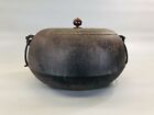 Y5701 Chagama Iron Kettle Pot Teapot Signed Box Japanese Tea Ceremony Antique