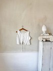 38 Waist Antique French Chemise Top 1900   s White Cotton Lace Trim Vintage Cloth