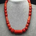 Amazing Authentic Antique African Red Glass Beaded Necklace