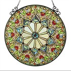 Window Panel Tiffany Style Cut Stained Glass Summer Floral Design 23 4  Round 