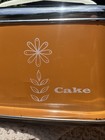 Vtg Cake Saver Carrier Lincoln Beautyware Chrome Mid-century Modern Orange Daisy