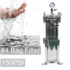 150 Psi Bag Filter Housing Sock Filter 304 Stainless Steel In out  4 Bag W  Mesh