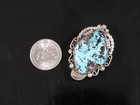 Vintage Turquoise   Sterling Silver Southwest Bolo Tie Slide Or Pendant - Signed