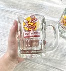 Vintage Pair Dog N Suds Thick Glass Mug With Graphics Advertising Rootbeer Cup